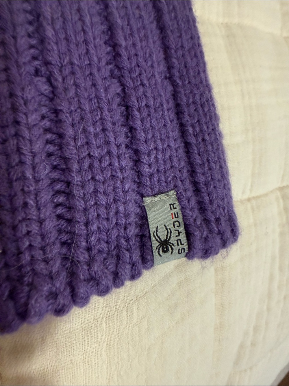 NWT | Spyder Kids One Size Ski Beanie Knit Cat Ear Purple and Green - Picture 3 of 16